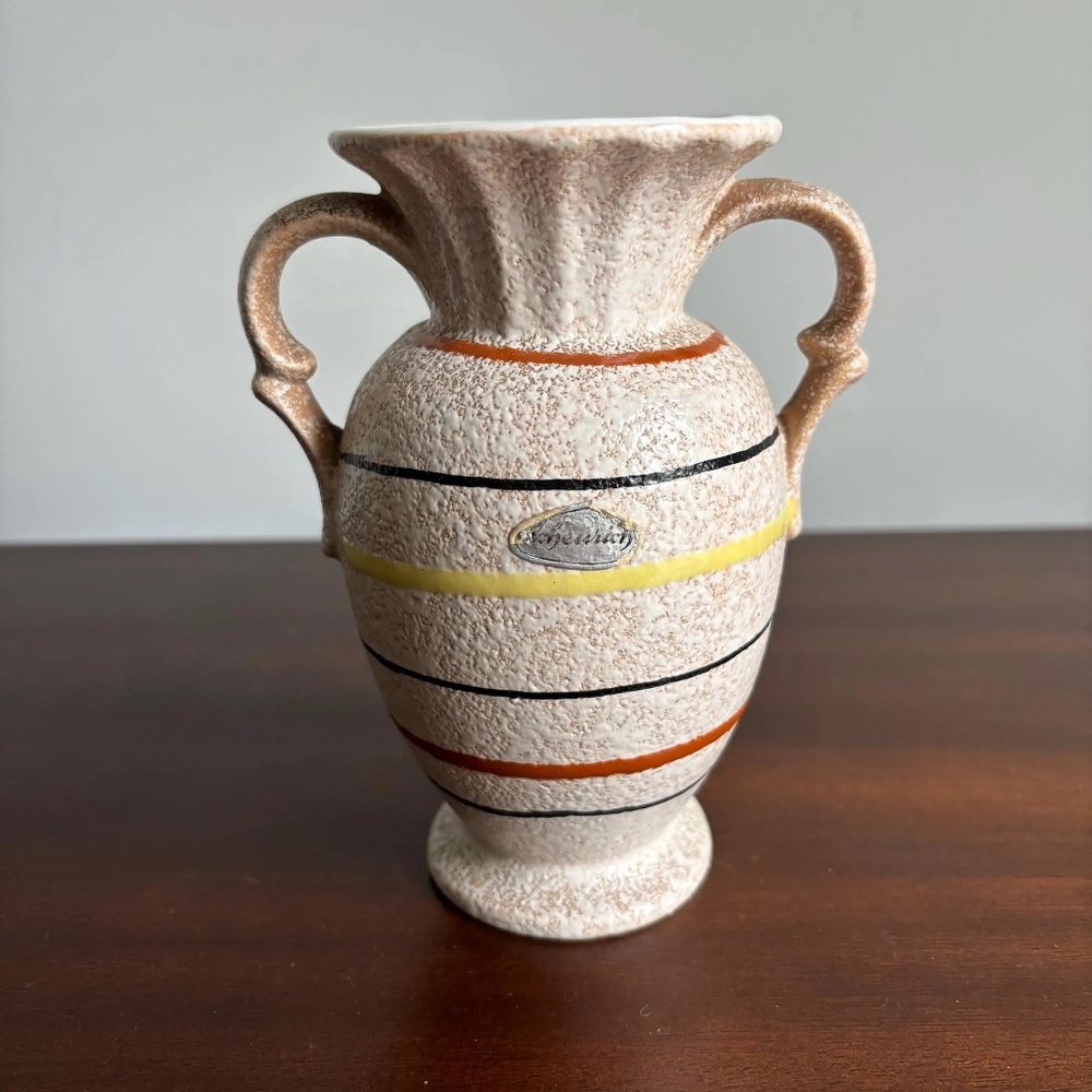 Vintage West German Ceramic 1960s Vase Scheurich 233-14 Mid Century Design 5.75"